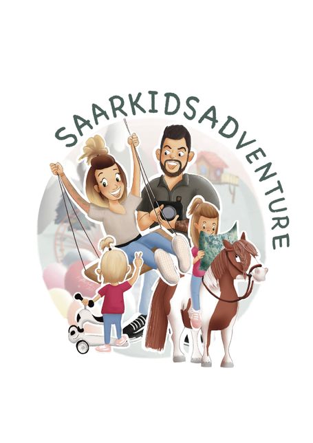 ogo für Ausflugsziel-Bloggerin mit Familie, Pferd, Spielplatz und Kamera, das Abenteuer und Entdeckung feiert